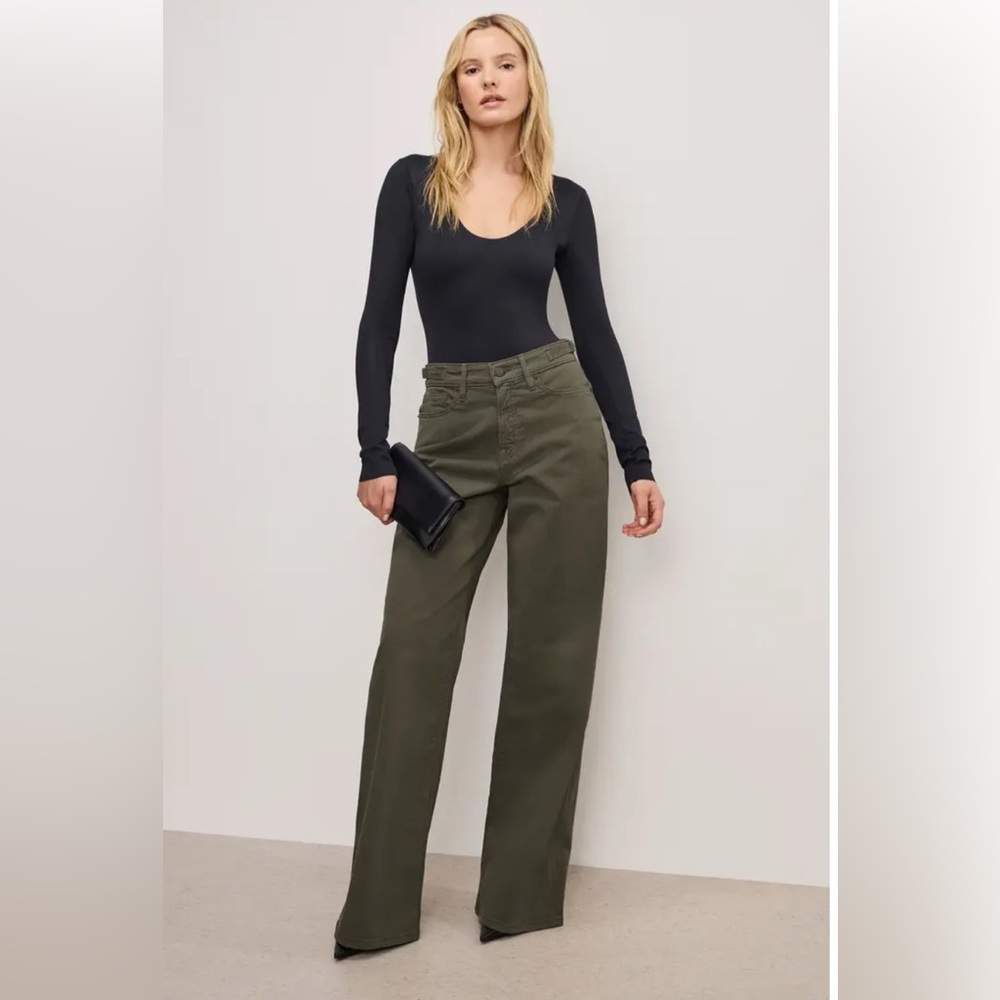Good American Good Ease Wide Leg Twill Pants